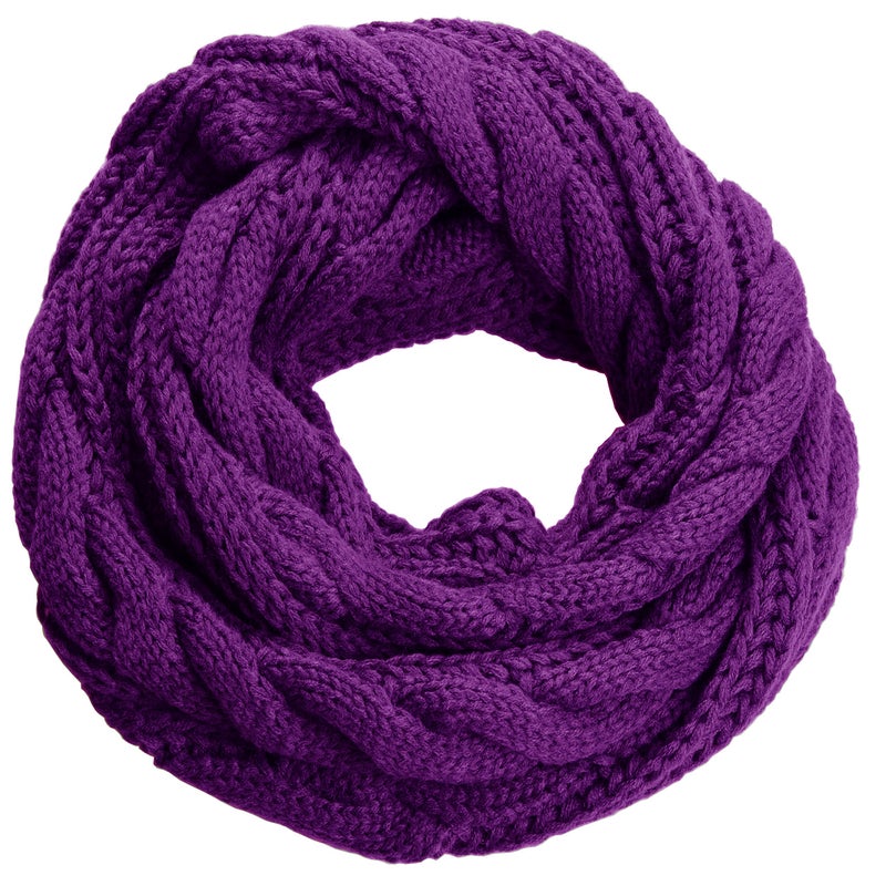 NEOSAN Womens Thick Ribbed Knit Winter Infinity Circle Loop Scarf Twist Purple - Image 1